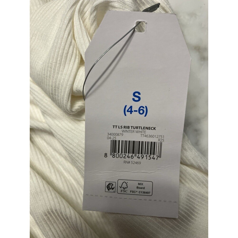 NWT Time & Tru Womens Ribbed Turtleneck Tee White Size Small - Picture 3 of 6